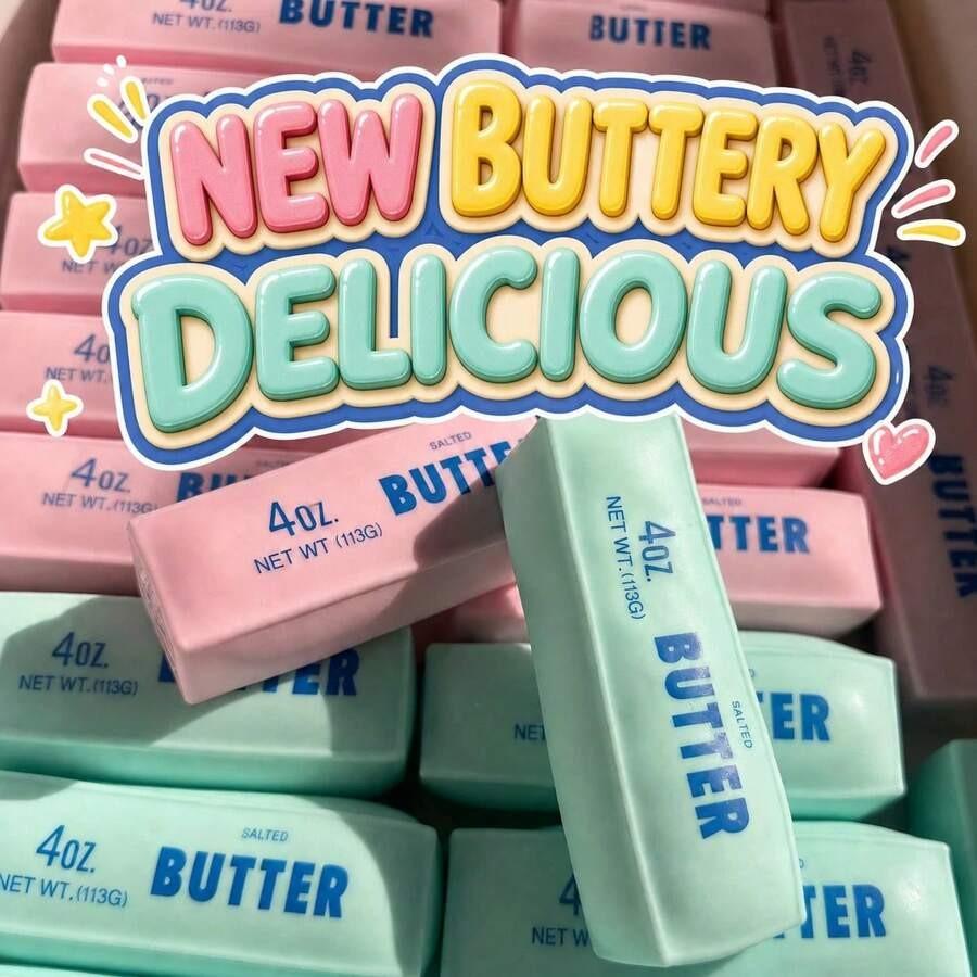 Crunchy Sound Butter Bar Squishy Toy, Kawaii Tpr Fidget, Soft Squeeze Fidget Toy Sensory Play Toy Portable Stress Relief Decompression Toy Cute Desk Relax Toy Gift For Teens Adults Handmade Ball Crispy Squishy