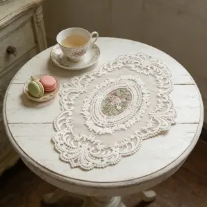 1pc Handmade Crochet Round Tablecloth, Vintage Hollow-out Home Decor