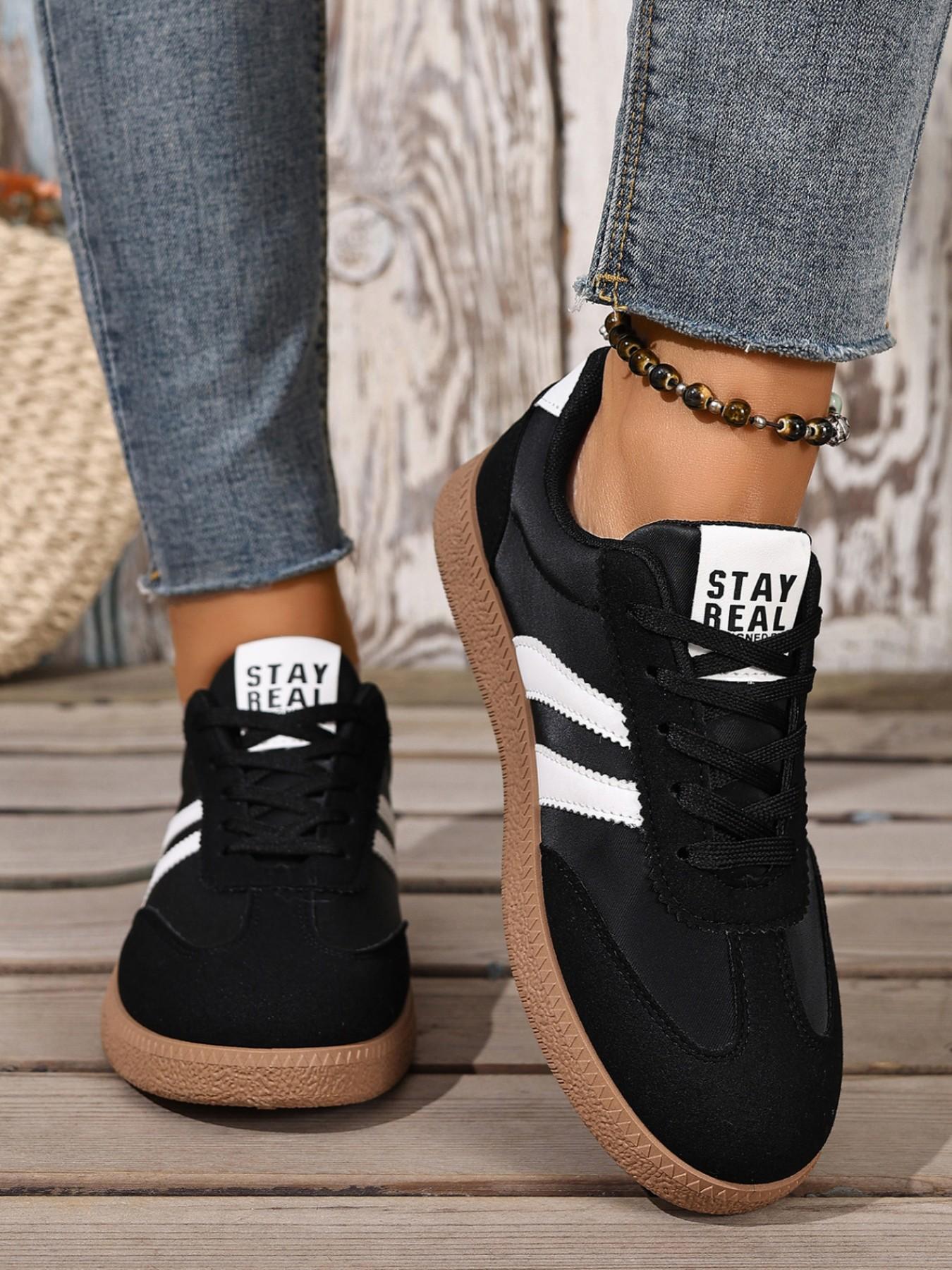 Women's Spring Fall New PU Textile Patchwork Design Sneakers, Trainer, Breathable Comfort Casual Low Top Walking Shoes, Anti-Slip Non Slip Thick Sole Lightweight