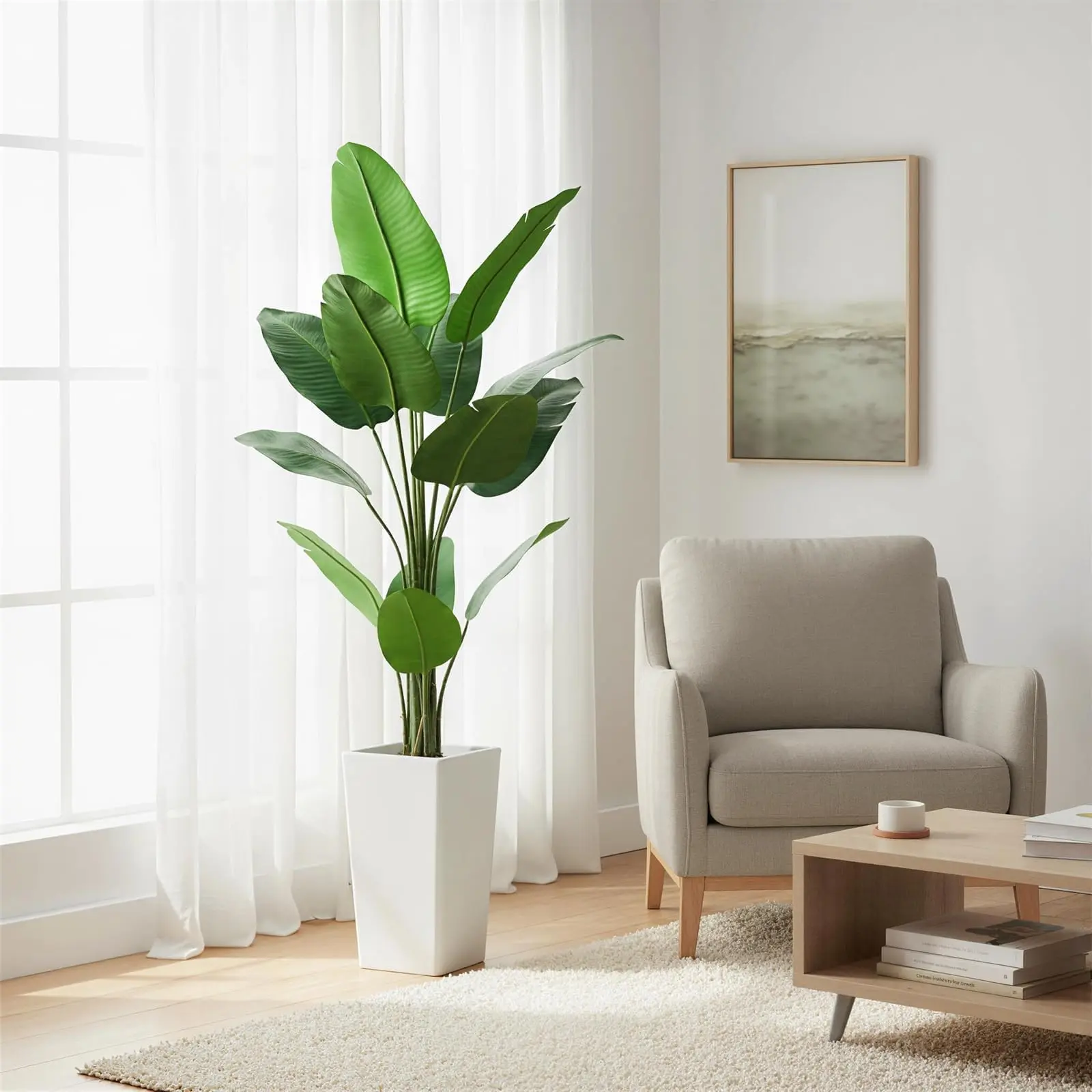 GARVEE Realistic Look Artificial Indoor Plant Set - Monstera, Dracaena & Bird of Paradise in Tall Planter - Easy Care, Durable Evergreen Decor - Home Decor Items for Living Room, Office, Bedroom