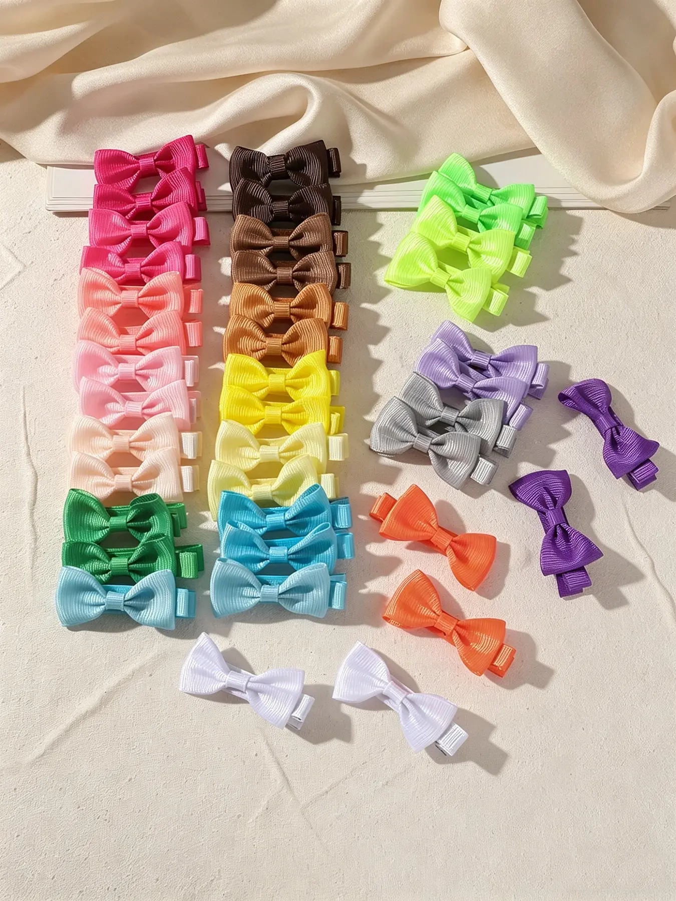 40pcs Mini Macaron Color Bow Hair Clips, Hair Clip Set, Cute Woven Design, Safe Non-Damaging, Perfect for Daily Wear & Holiday Gifts