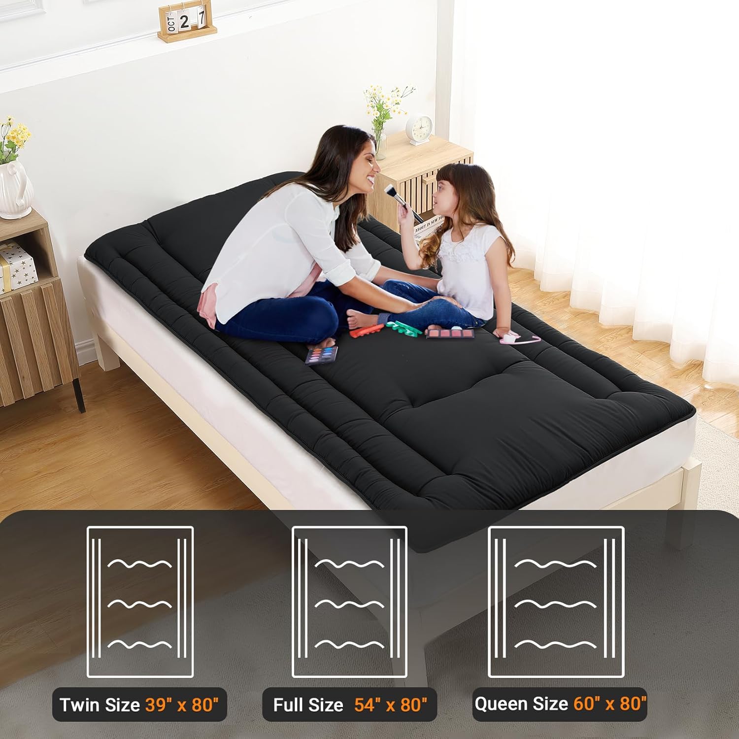Twin Size / Full Size Futon Mattress, Japanese Floor Sleeping Mat Rollable Tatami Mattress for Dorm, Portable & Foldable Floor Mattress Sleeping Mattress Pad for RV Travel Camping