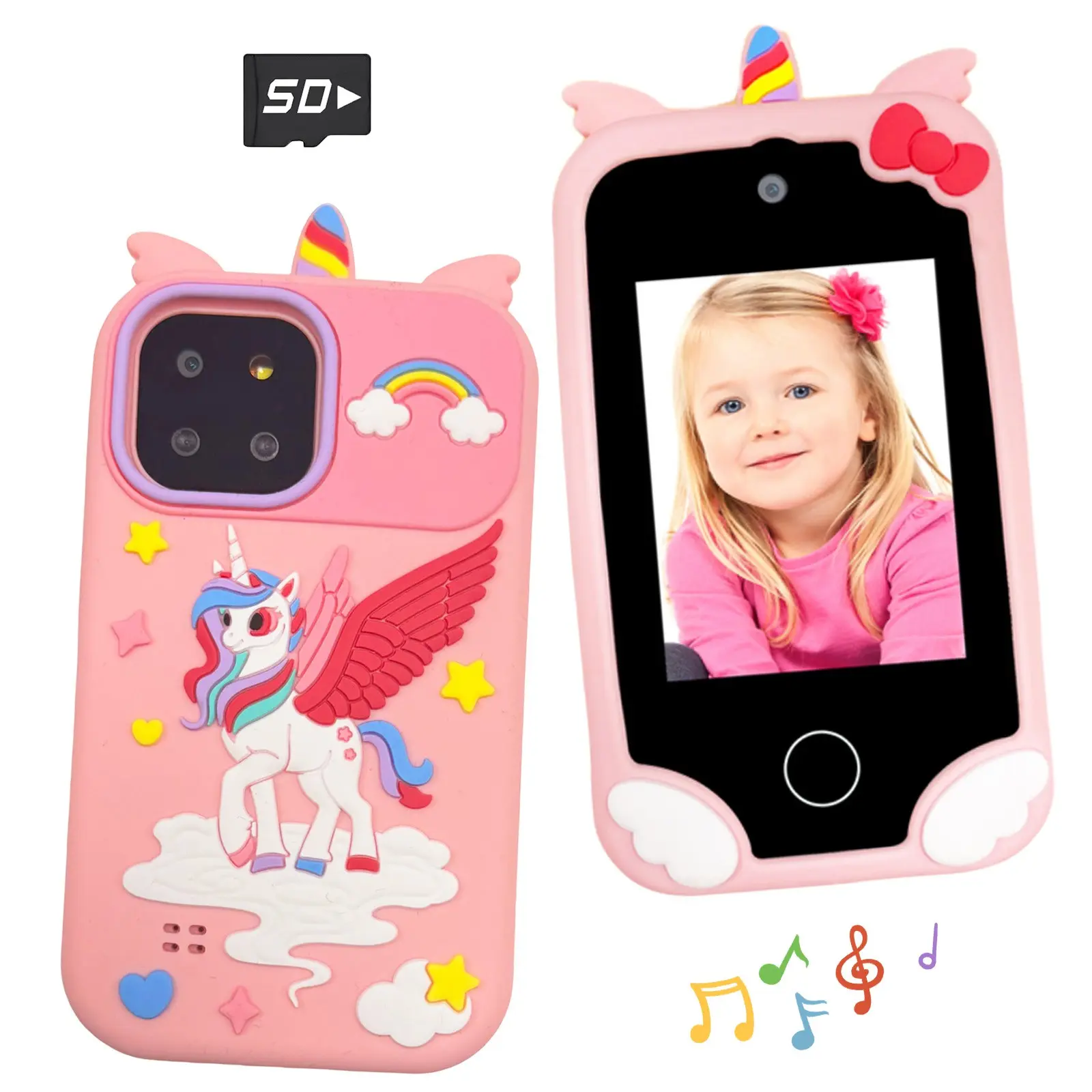 Kids Learning Toy Phone, Learning Tool, Portable, 2.8-Inch Touch Screen, Dual Cameras, Dinosaur Unicorn Patterns, Fun Games, Capture Life Moments, Gift For Boys Girls Ages 3-12