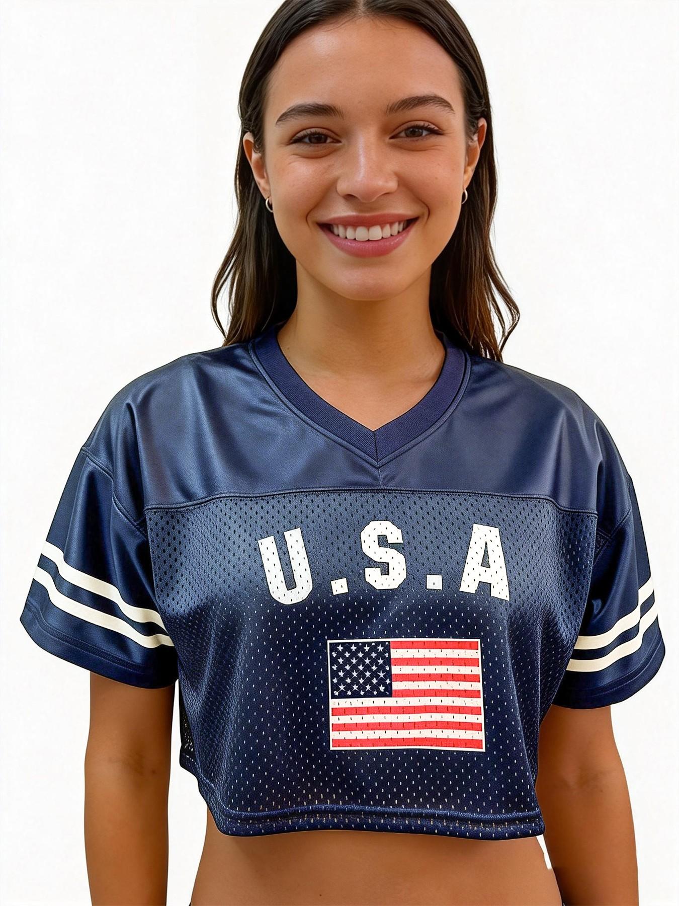 Women's Germany/Brazil/USA/Argentina/France/South Korea/South Africa/Netherlands/Mexico/Portugal/Japan/Uruguay/Spain/Italy/England Soccer Jersey | 2026 World Cup Country Crop Top | Football Fan Game Day Shirt