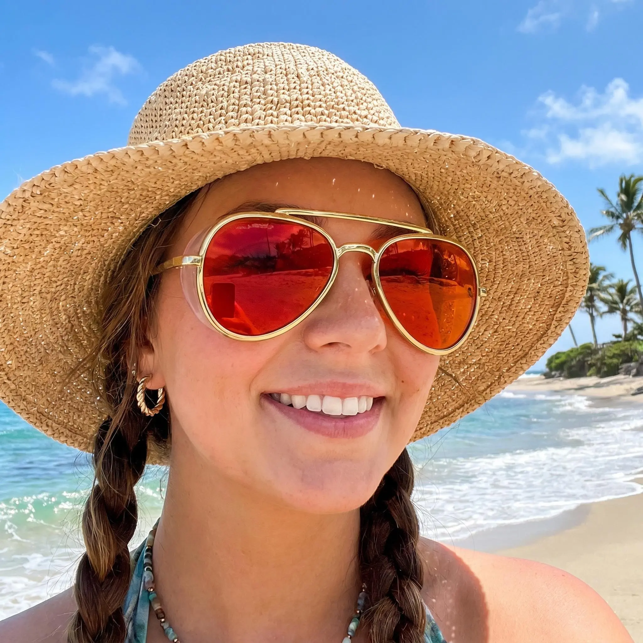 Retro Gold Aviator Swim Goggles & UV Polarized Women's Sunglasses with Red Lenses, 2-in-1 Anti-Fog Eyewear with Leak-Proof Seal for Pool & Beach Use, Polarized Lenses Women's Sunglasses