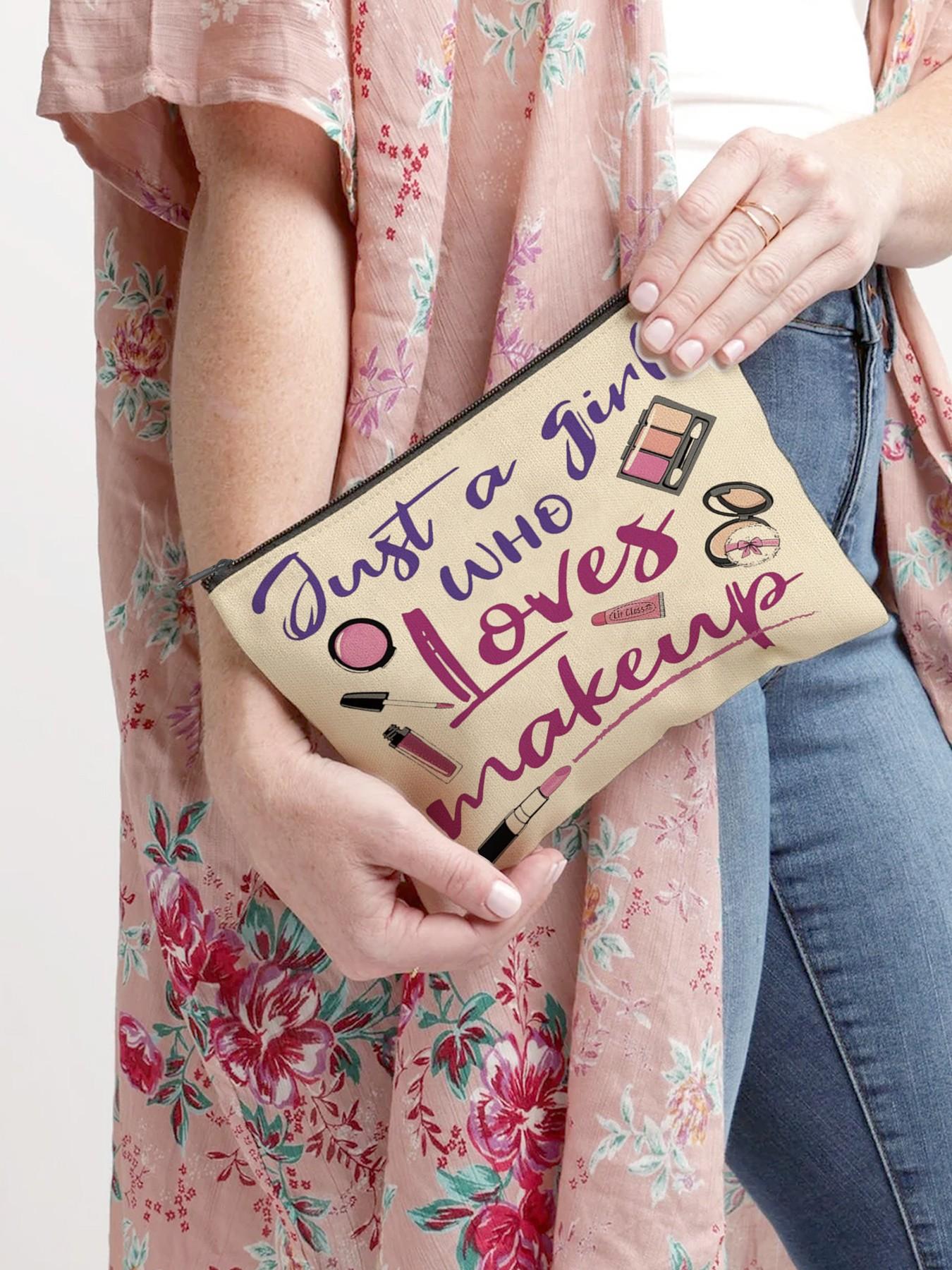 Makeup Bag Organizer for Cosmetics Brushes Beauty Essentials, Ideal Gift for Makeup Lovers, Casual Style All Season Use