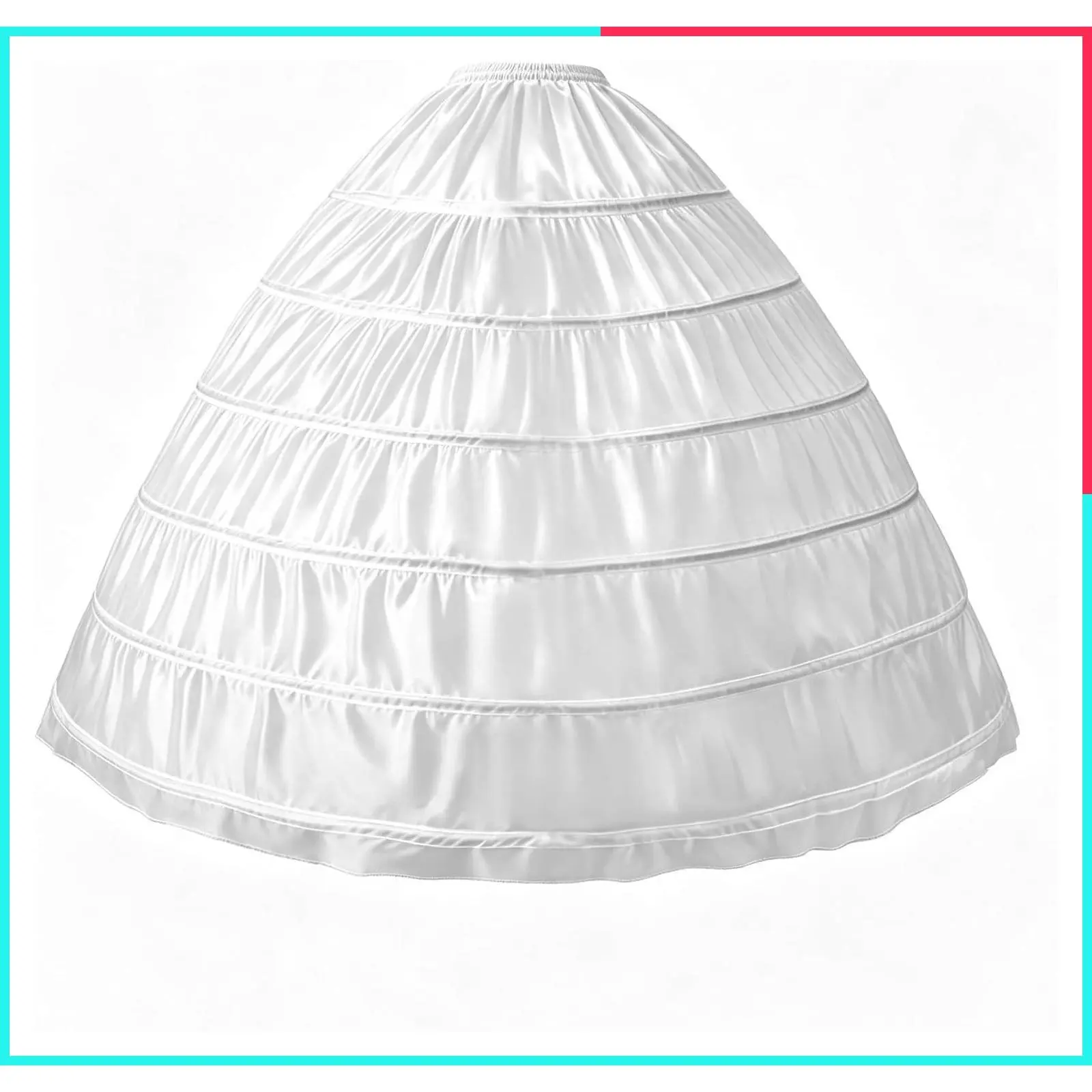 Women's 6 Hoop A-Line Petticoat Crinoline Slip with Adjustable Waist, Floor Length Puffy Underskirt for Wedding Bridal Dress Ball Gown