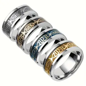 Stainless Steel Christian Ring with Jesus & Cross Design - Religious Jewelry Gift