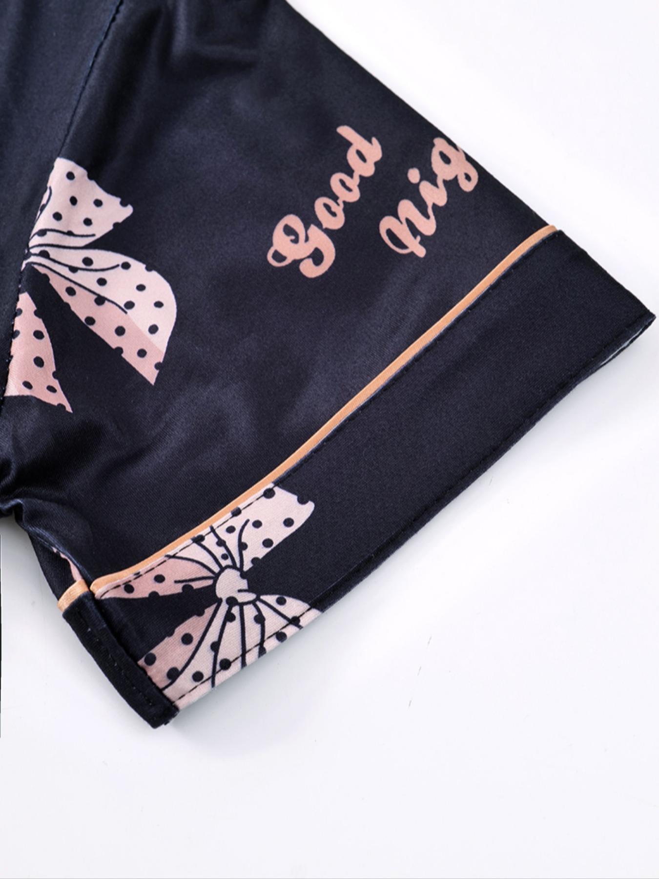 Women's Bow Print Pajama Set, Comfortable Sleepwear for All Seasons, Includes Top & Shorts/pants, Home Wear, Casual Nightwear