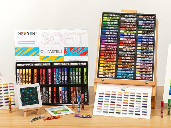 MEEDEN Soft Oil Pastels Set: 48 Colors with Extra 4 White Oil Pastels for Artists Beginners- Vibrant Oil Pastel Crayons for Art Painting, Blending, Layering