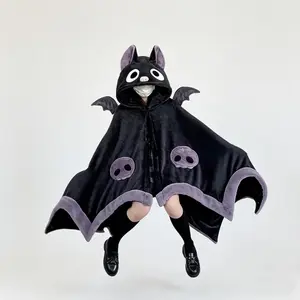 1pc Unisex Wearable Blanket Bat  Hooded Cape, Oversized Bat Sleeve Plush Thick Cloak, One Size Fits All, Perfect Holiday Gift🎁, Soft Warm Blanket