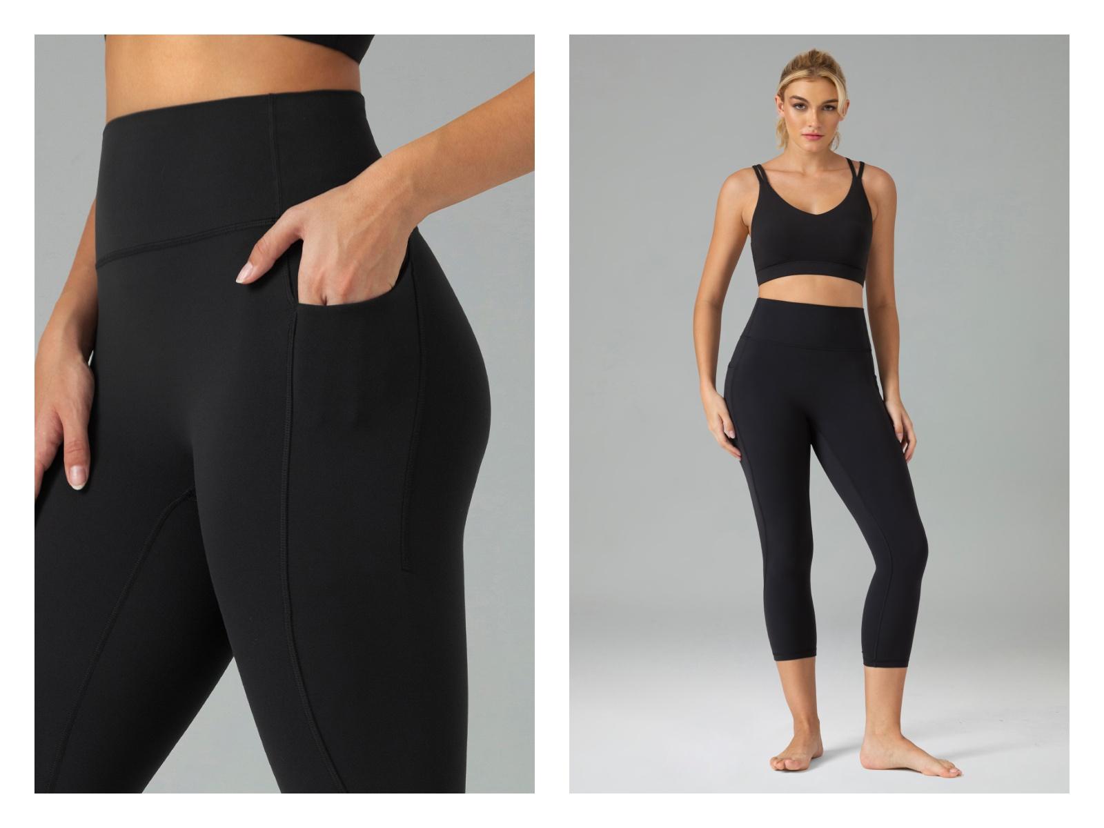 Colorfulkoala Women's No Front Seam Yoga Capri 21" with Side Pocket Dreamlux High-Waisted Tummy Control Workout Leggings  Petite Length