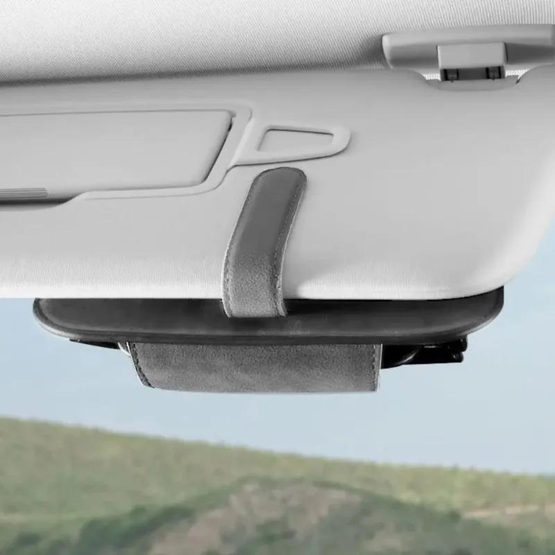Car Storage Tools Sun Visor Glasses Holder Multi-functional Wear-Resistant Auto Sunglasses Holder Cowhide Car Storage Box