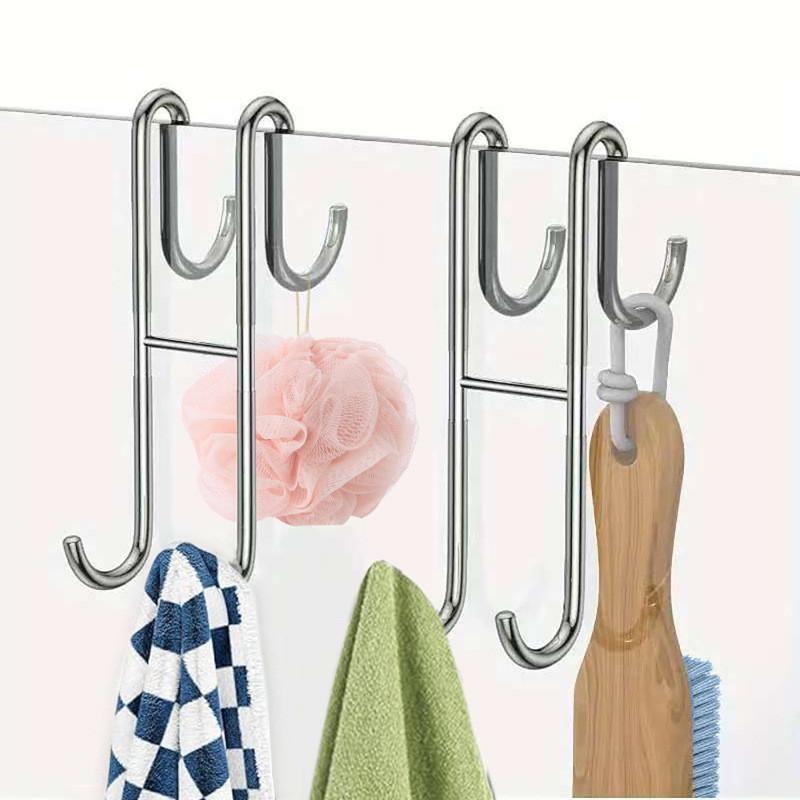 304 Stainless Steel Hooks S-Hooks Double-Sided Coat Hooks Bathroom Glass Door Hooks Back Hooks Double Hooks
