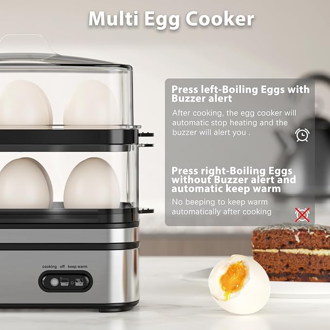 【summervibes】EVOLOOP Rapid Egg Cooker Electric 12 Eggs Capacity, Soft, Medium, Hard Boiled, Poached, Omelet Maker Egg Poacher & Vegetable Steamer, BPA Free Tray 【summervibes】EVOLOOP Rapid Egg Cooker Electric 12 Eggs Capacity, Soft, Medium, Hard Boiled, Poached, Omelet Maker Egg Poacher & Vegetable Steamer, BPA Free Tray
