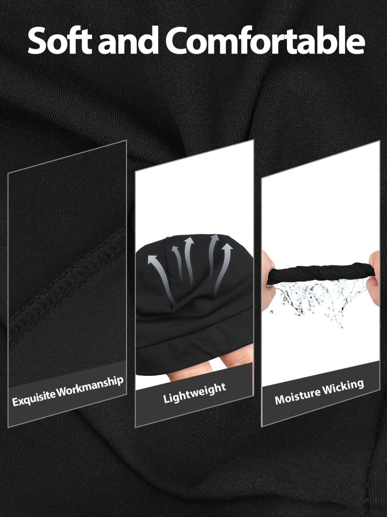 5-Pack Fleece Lined Hats, Unisex Sports Cycling Inner Caps, Outdoor Winter Warm Breathable Sweat Absorption, Casual Plain Design