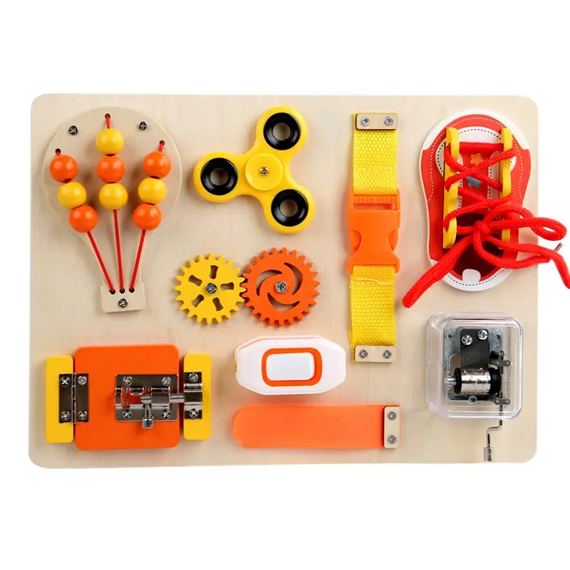 Children Early Learning Busy Board Toy, Unlock Switch Zipper Educational Tool, Montessori Baby Gift Set, Fun Kids Activity Kit