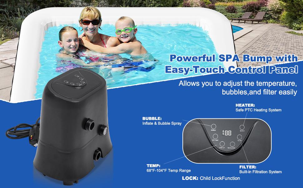 Lilypelle Large Bubble Massage Spa, Inflatable Hot Tub with130 Air Jets, PVC Cover, Pad and Pump, Durable Thick Materia, 5-6 Person Capacity, 73"x73"x25" Lilypelle Large Bubble Massage Spa, Inflatable Hot Tub with130 Air Jets, PVC Cover, Pad and Pump, Durable Thick Materia, 5-6 Person Capacity, 73"x73"x25"