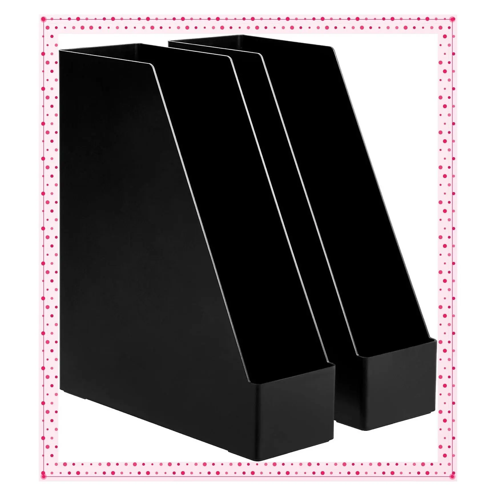 Plastic Desk Organizer Magazine Rack and File Holder, Black, 2-PackGift
