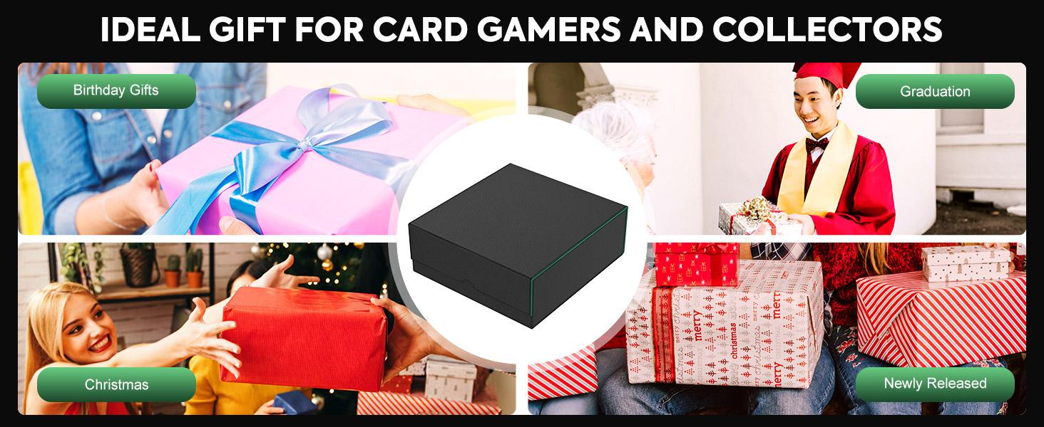 MoKo Trading Card Storage Box, 3000+ MTG Deck Box with 24 Colorful Dividers & 4 Card Supporters, Commander Card Deck Case Fits for Magic Game Cards, YugiOh, TCG, PTG and Sport Cards, Green