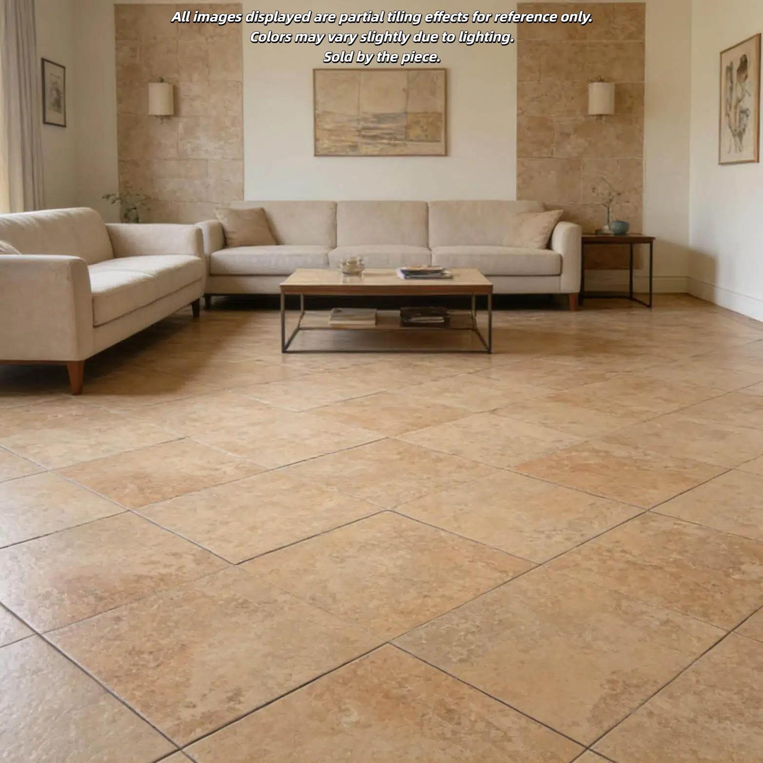 French Vintage Castle Style Thick Full Porcelain Tile, Wall & Floor Use, Non-Slip Easy Clean, 2 Sizes Available for Living Room Kitchen Bathroom