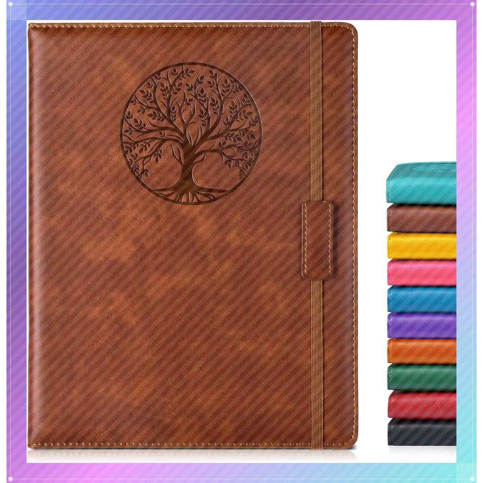 Leather Journal Notebook, 256 Thick Lined Pages, Hardcover 8.6"x11", A4 Large Vintage Journal for Women & Men, Work, School, Business, Travel Diary, Note Taking, College Ruled Writing, Daily JournalingGift