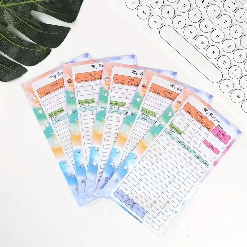 6 Hole Loose Leaf Paper, 82 Sheets/set Budget Weekly Planner Refillable Paper, Stationery & Supplies for Home School School Office
