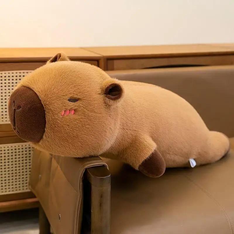 45cm-65cm Kawaii Cartoon Giant Strip Capybara Plush Doll Pillow Lying Brown Orange Wings Creative Capybara Plush Toy Home Decor