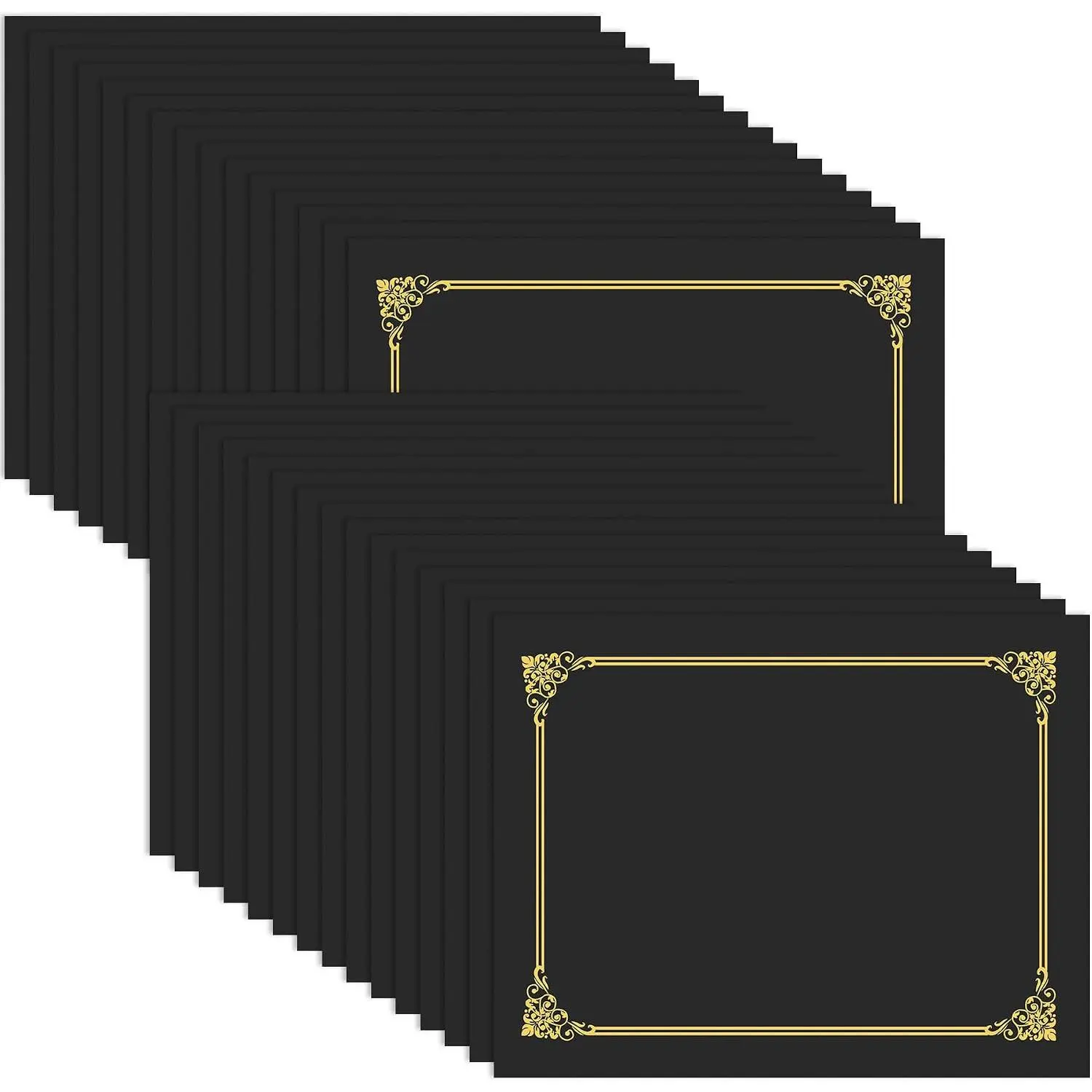30 Packs Black Certificate Holders, Graduation Diploma Holders  Foil Border, 350gsm Certificate Covers for Letter Size 8.5x11 , Cardstock, Diploma, Award, Document Papers