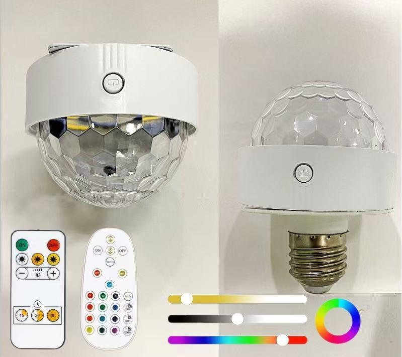 Round Charging RGB Bulb, Three-Tone Lighting, Remote Control, Magnetic Installation, Wireless Portable, Emergency Lighting Atmosphere Lamp