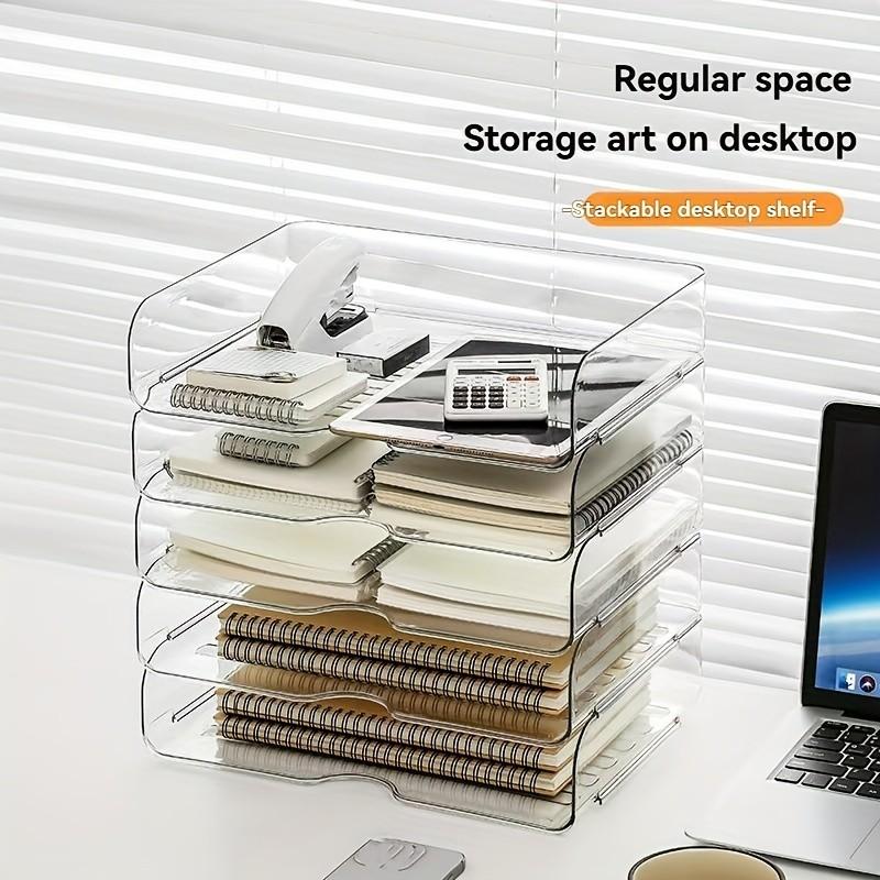 Stackable Desktop Storage Box, File Organizer, Office Desk Organizer, Stationery Supplies Holder, Cosmetic Storage Box, Desk Tidy