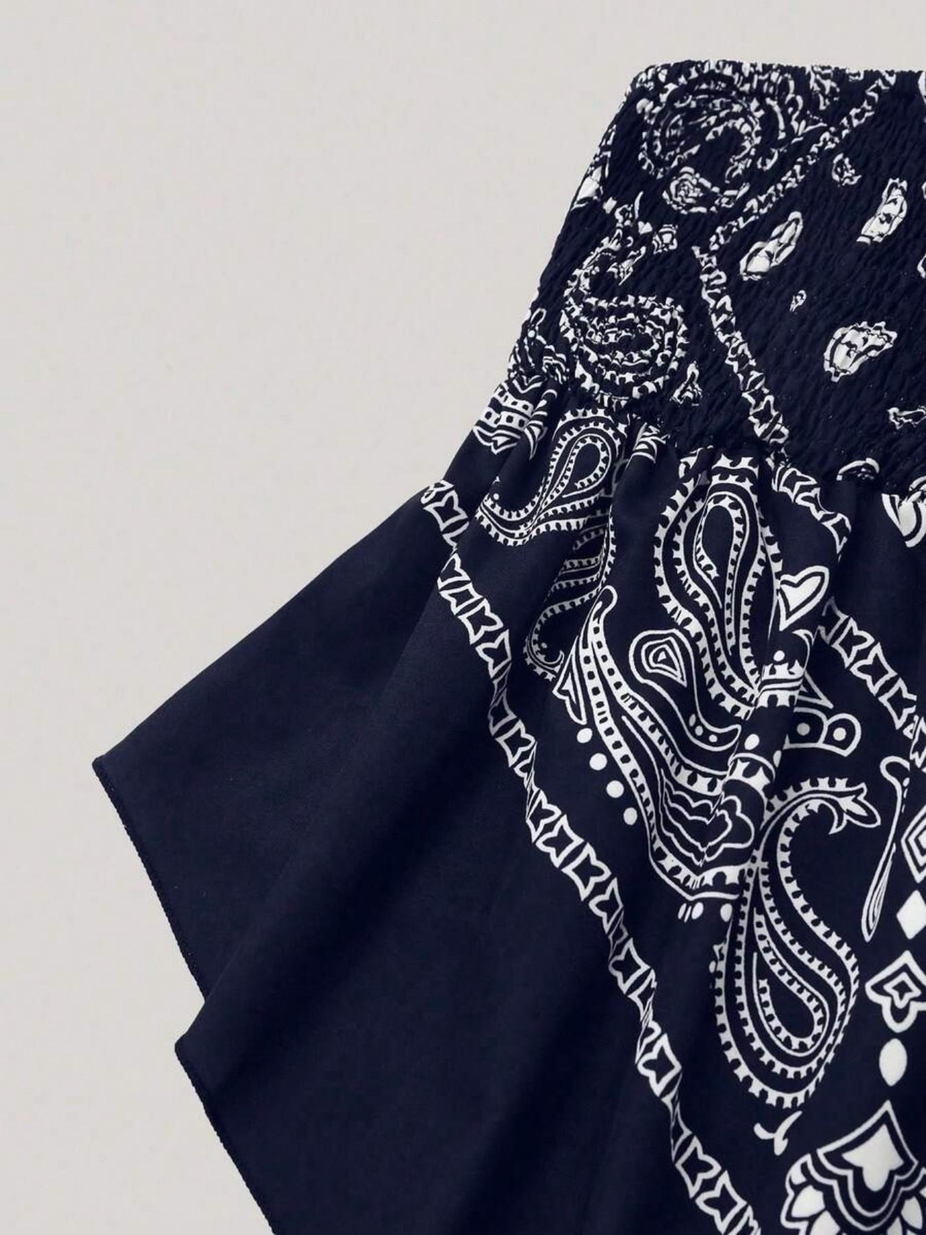 Plus Size Women's Ethnic Print Strapless Top, Bohemian Style Asymmetrical Hem Tube Top, Casual Summer Fashion Top Fit Plus Size Women's Ethnic Print Strapless Top, Bohemian Style Asymmetrical Hem Tube Top, Casual Summer Fashion Top Fit