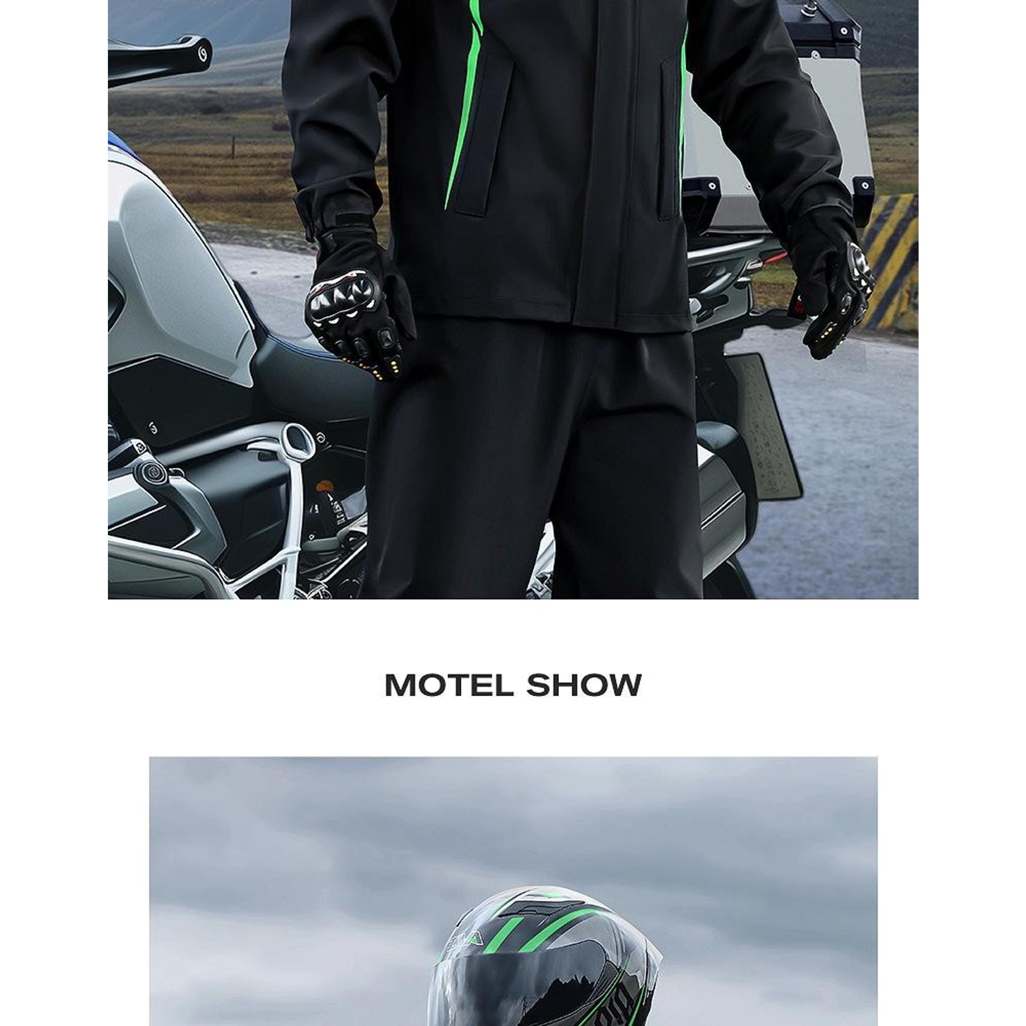 Men's Motorcycle Rain Suit, Split Raincoat & Rain Pants, Waterproof Storm Proof Riding Gear, 1 Set