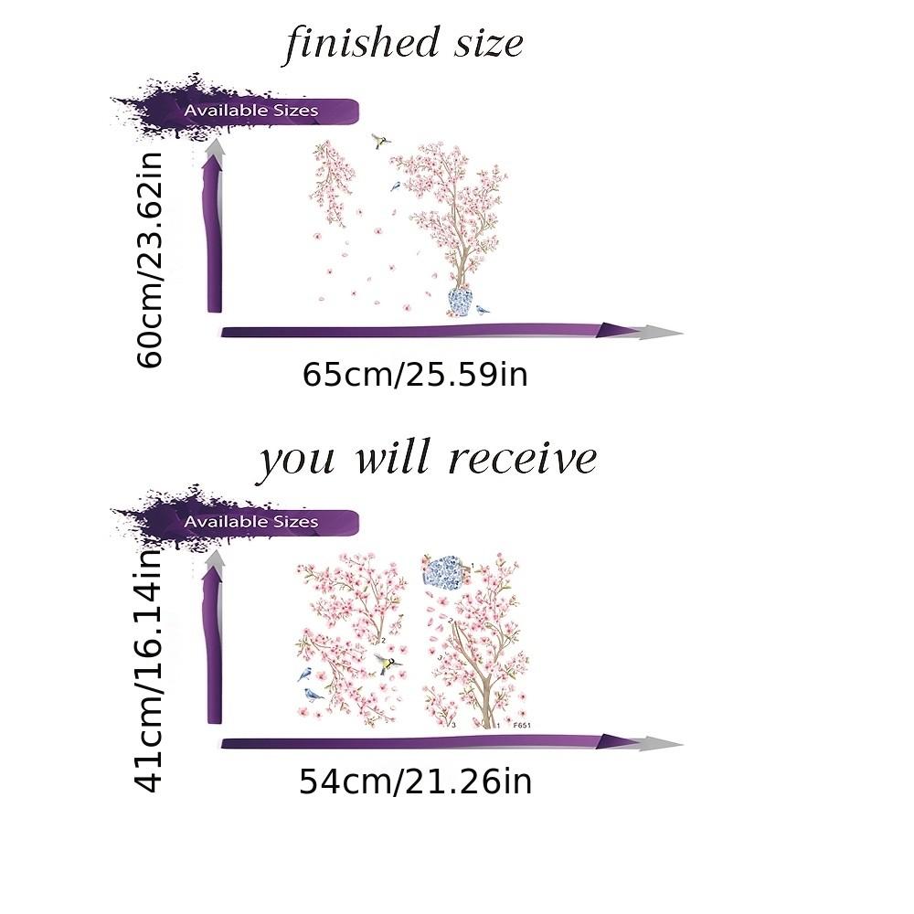 Cherry Tree Wall Sticker, Hanging Flower Branches, Bird Wall Sticker, Suitable for Living Room, Bedroom, TV Background