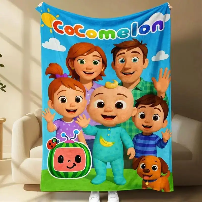 Cocomelon-Themed Soft Comfy Throw Blanket, Cute Animated Character Printed Kids’ Cover, Ideal for Sofa Relaxing & Room Decoration, Soft Comfy Blanket blankets cooling blankets comforter set bedding pillows,Blanket Gifts for Birthdays/Children’s Day
