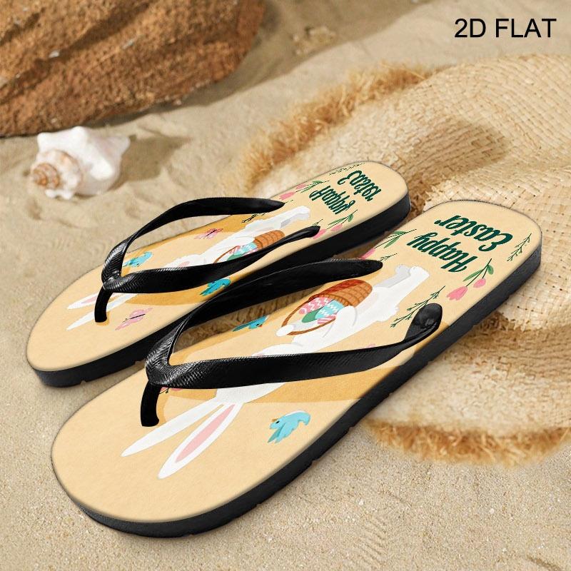 2026 Summer New Women's Flip Flops, Open Toe, Flat Heel, Multiple Colors & Sizes Available, Easter Bunny Pattern, Ideal for Mother's Day & Holiday Gifting, Comfortable for Daily & Beach Wear, Lightweight & Stylish, Women Shoes