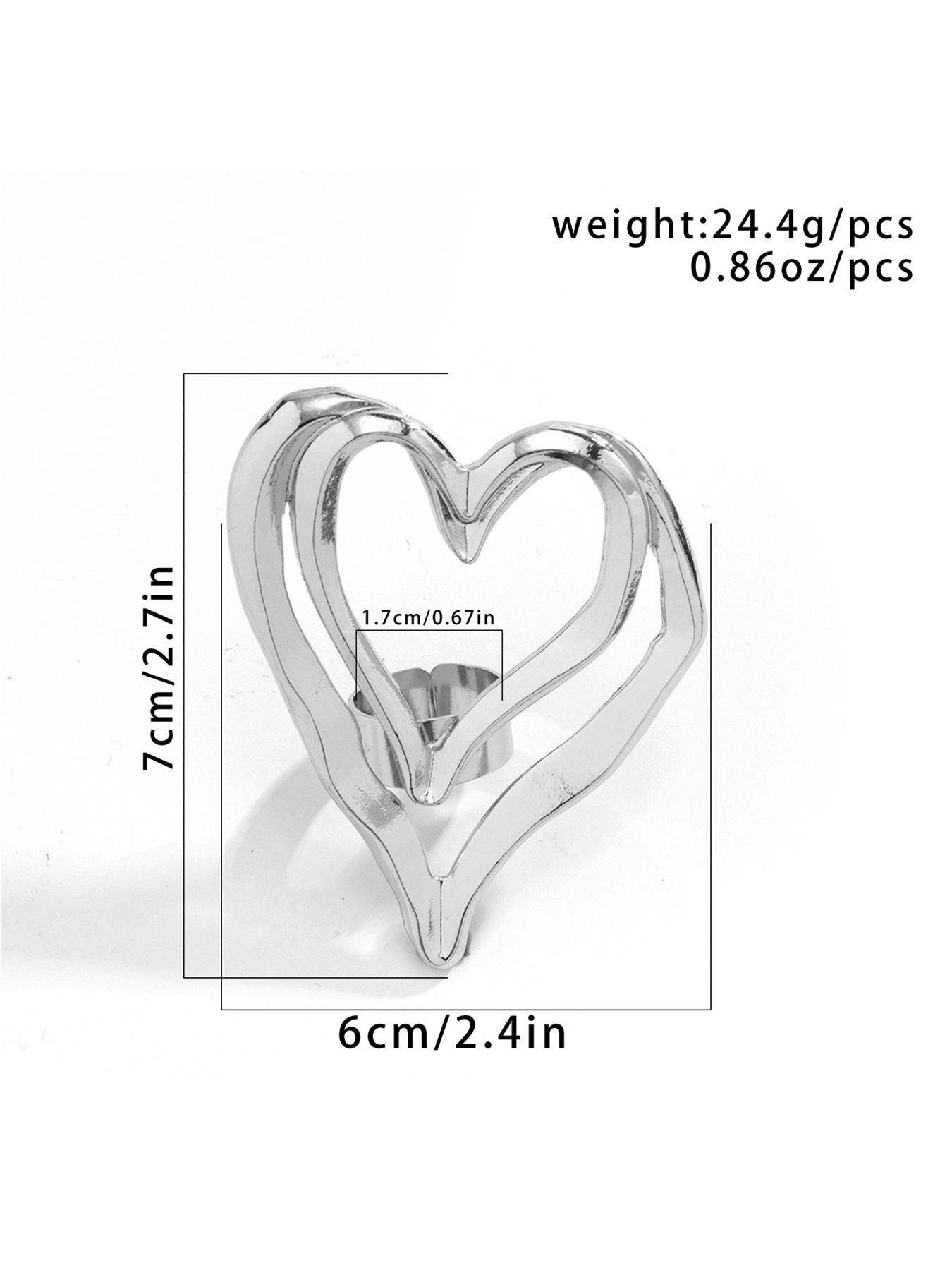 Fashion Hollow out Heart Design Double Layered Exaggerated Ring, Fashion All-match Accessories for Women & Men, Delicate Jewelry for Party