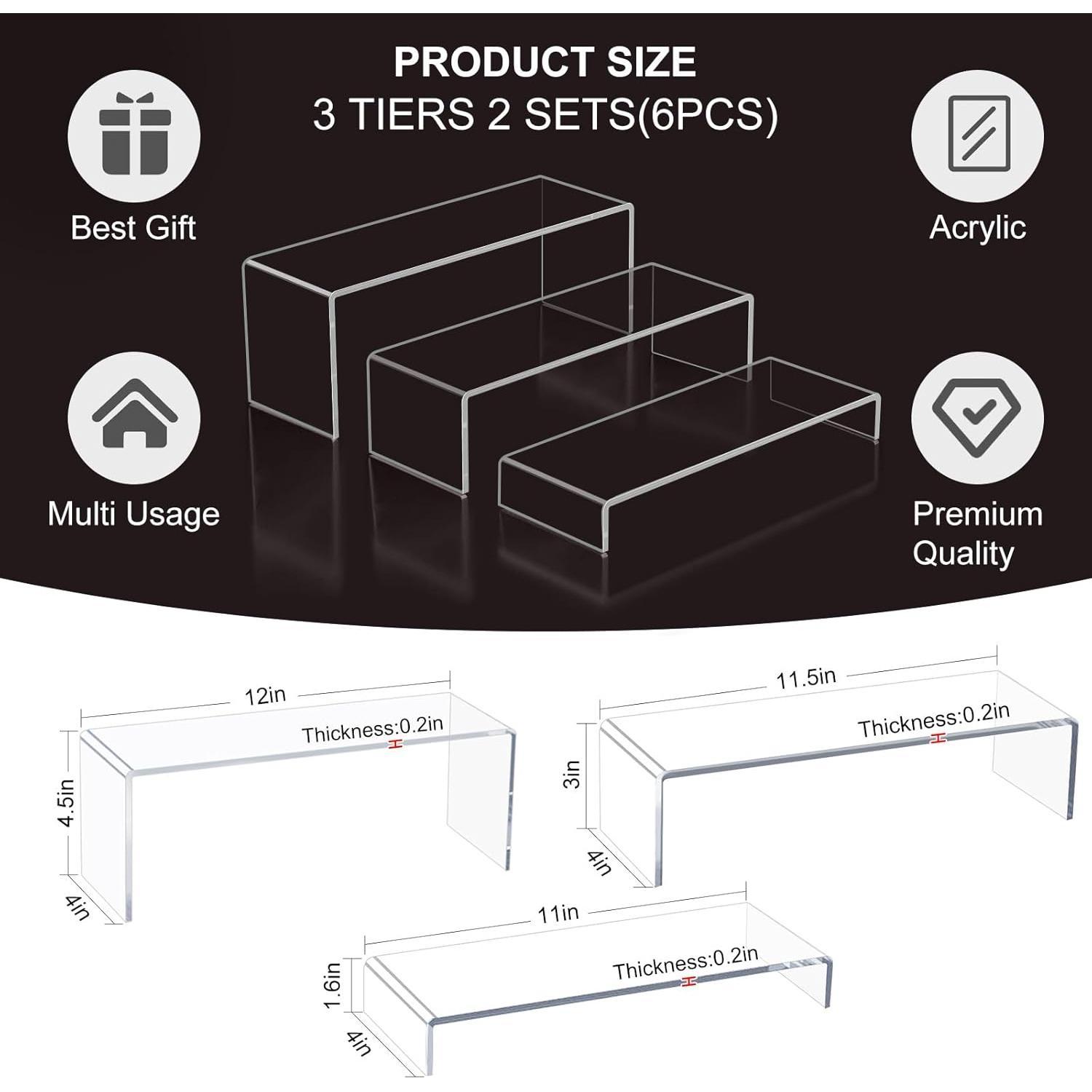 Display Riser Stand of 6 count, 5mm Thickness,12'' Length Tierd Display Stands, Shelf Risers for Perfume Display,Risers for Buffet Table,Cupcake Stand,Pop Figurines,Tumbler, Display Riser Stand of 6 count, 5mm Thickness,12'' Length Tierd Display Stands, Shelf Risers for Perfume Display,Risers for Buffet Table,Cupcake Stand,Pop Figurines,Tumbler,