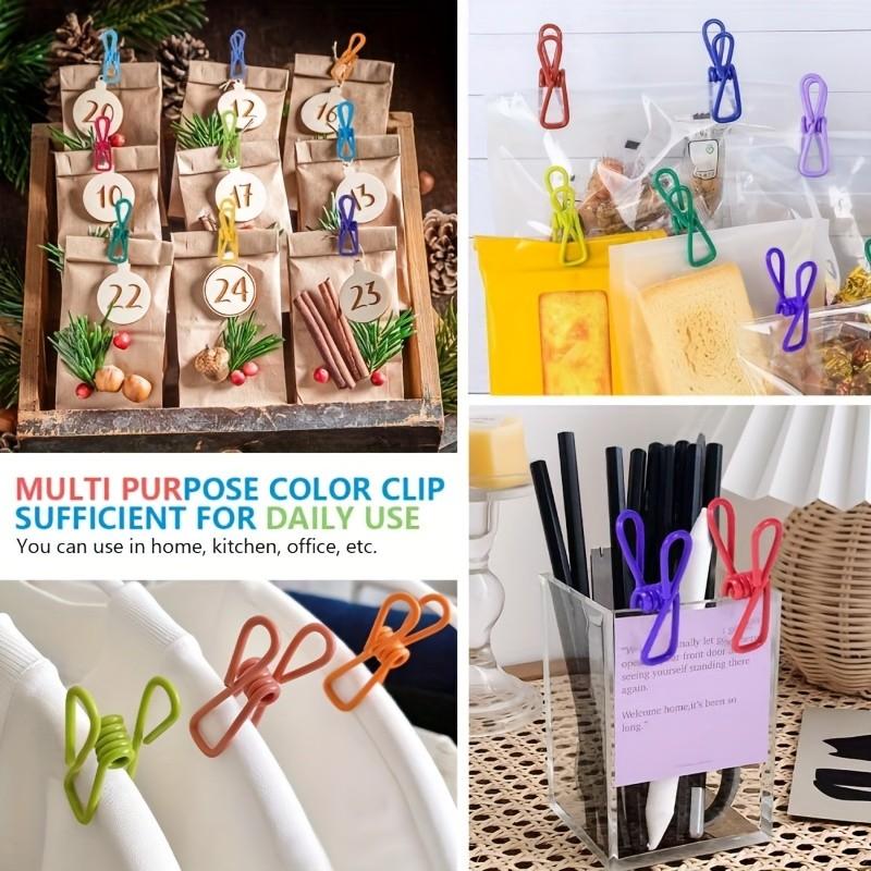 15 Multifunctional Stainless Steel Clips with PVC Coating, Ideal for Paper, Bags, Clothes, Food Sealing, and More