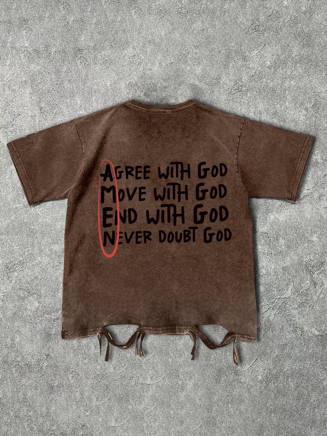 Unisex Men's Letter Print Short Sleeve Graphic Tee, Vintage Trendy Casual Double-sided Printed T-shirt for Daily Wear, Menswear for All Seasons, Top