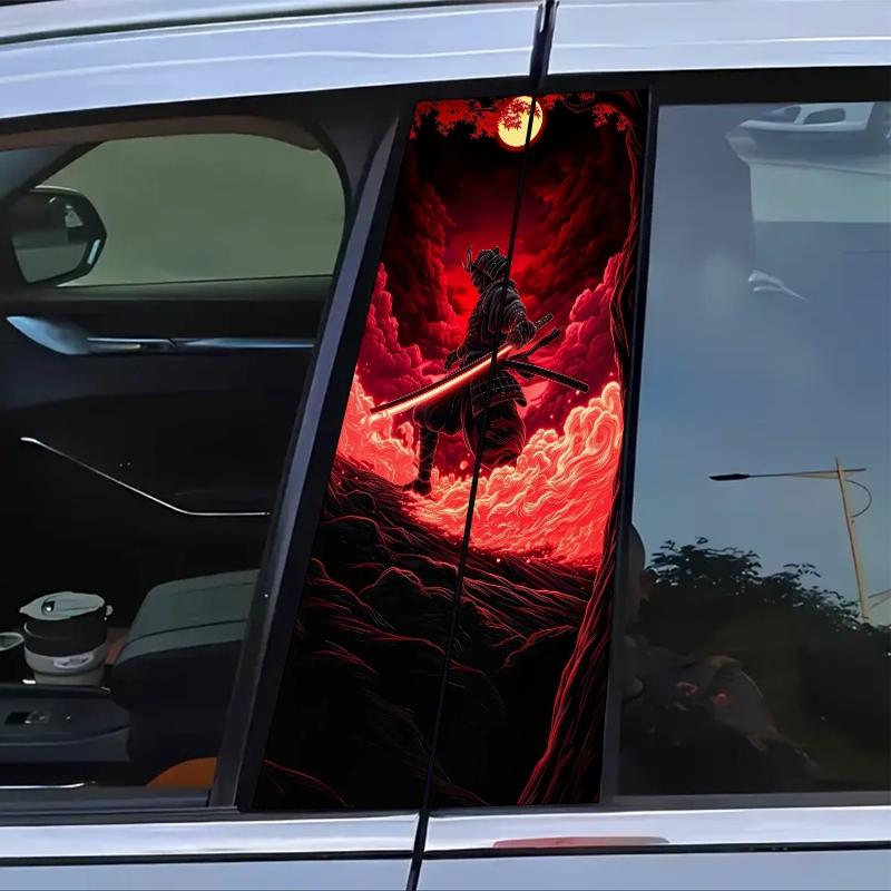 Akatsuki Samurai Style Themed Stickers 2-piece B-pillar waterproof, scratch-resistant, suitable for all models - cars, suitable for Audi, Honda, Mitsubishi, Ford, Volkswagen, BMW, Opel, Porsche, Citroen. Sedan, SUV, MPV