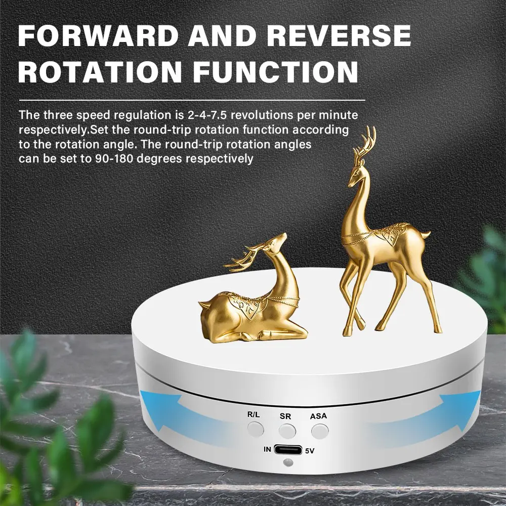 Mini Electric Rotating Display Stand, Adjustable Speed, Stable Platform, Ideal for Photography, Live Streaming, Product Showcase, Forward and Reverse Function