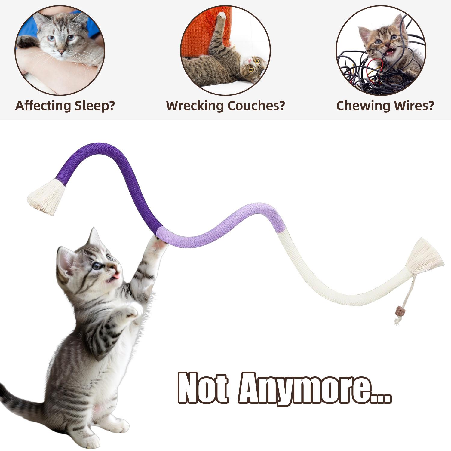 Cat Toys Chew Ropes 3Pcs, Safe Teeth Cleaning Toy for Indoor Kittens, Calming Interactive Kitty Toys