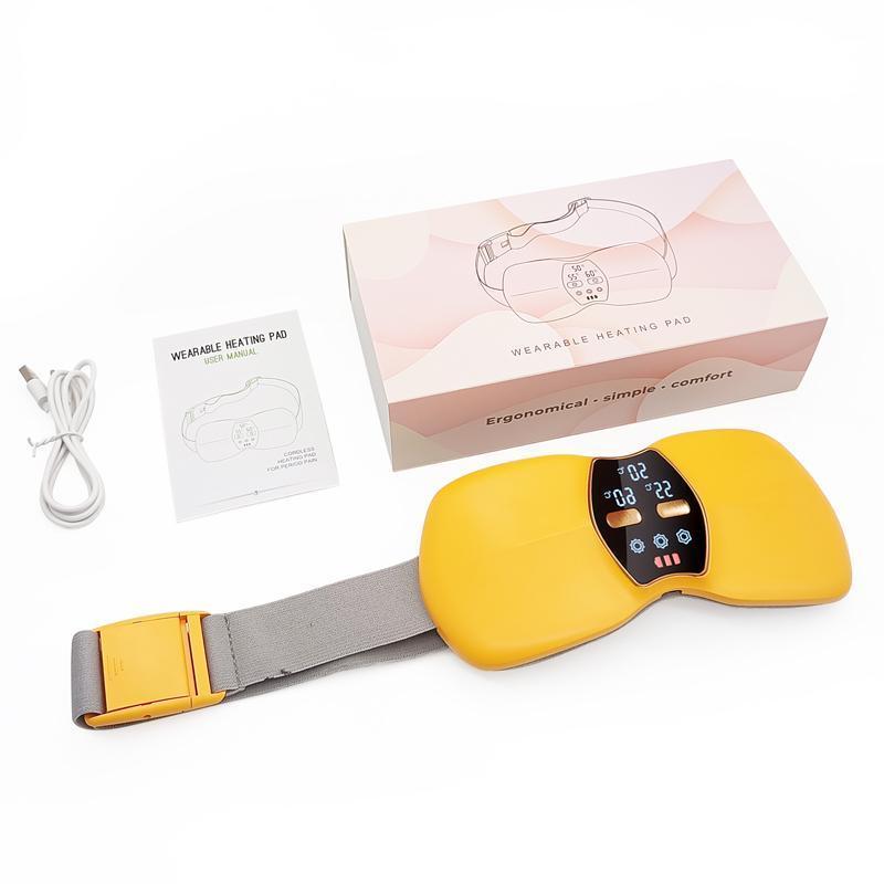 Heating Pads,  Period Cramp Massager Portable Cordless Heating Pad with 3 Heat Levels and 3 Massage Modes for Back Pain Relief Menstrual Heating Pad Hot Compress Heat Pad (Pink)