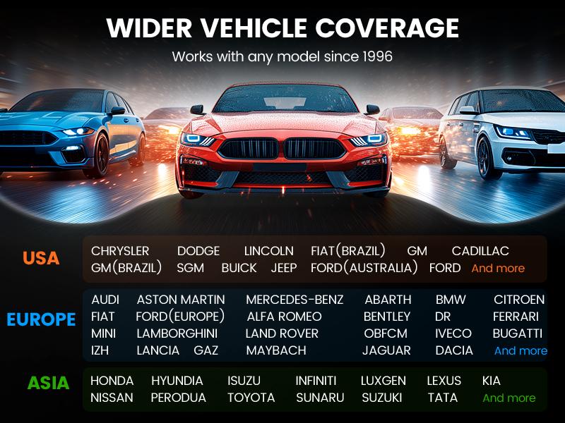 ANCEL DS100 OBD2 Scanner ABS/SRS/Transmission/Check Engine,7 Resets Oil, Brake, BMS, SAS, ETS, Gear Learning, Lifetime Updates,Free Support