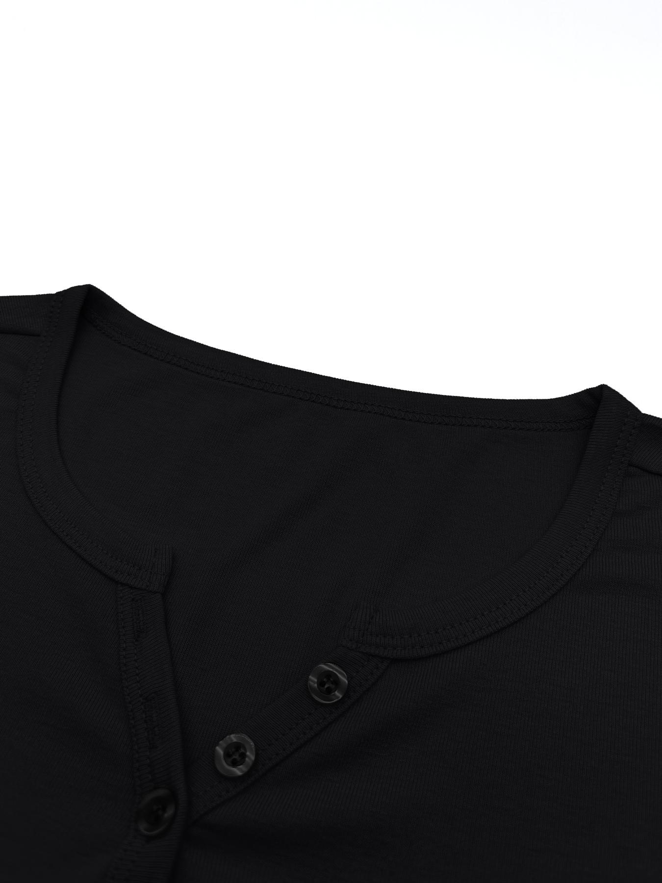 Women's Solid Color Plain Buttons V Neck Tee, Casual Women's Short-Sleeve T-shirt For Summer, Ladies Basic Clothes for Daily Wear, TikTok Trending T-shirt Women