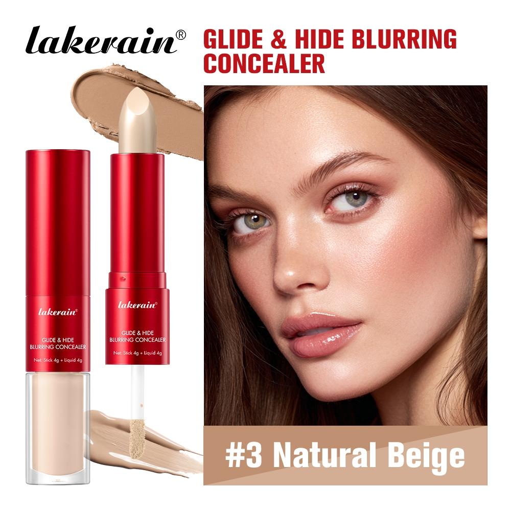 Long-lasting Glide&Hide Blurring Concealer, Concealer Foundation Hybrid, High-Coverage Concealer, Conceals Dark Circles and Wrinkles, Dual formula Including Liquid Tip & Balm Stick, Waterproof & Sweatproof, Smoothes & Brightens, Travel-Friendly Cosmetics