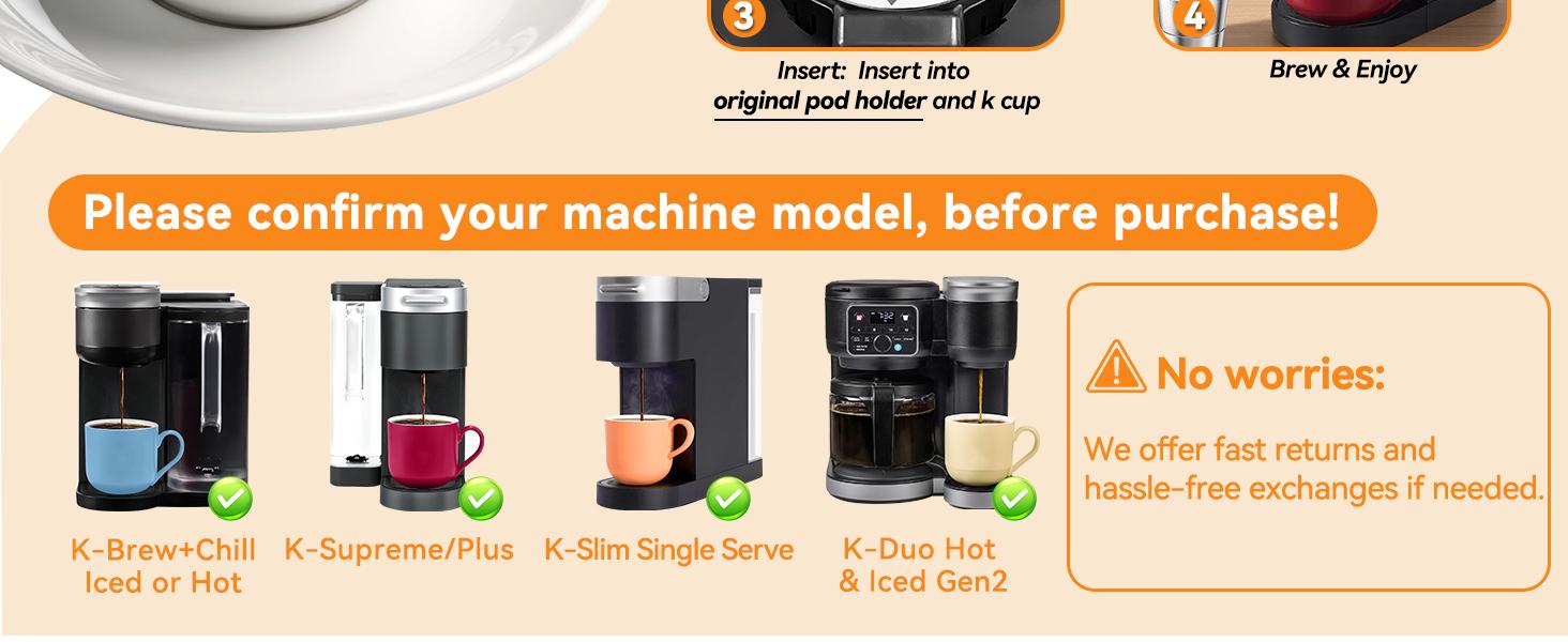 Reusable K Cups for: 2025 Updated My K cup Coffee Refillable Coffee Pods with 5 Holes - for K Supreme/K Slim/K-Duo Gen2/K-Brew Chill with MultiStream Technology (2 Pack)