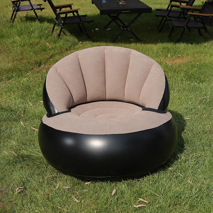 1 Person Portable Inflatable Lazy Sofa, Foldable Air Cushion Couch with Foot Pump, Space-Saving Modern Lounge Chair for Indoor Outdoor Use, Ideal for Camping, Dorm, Apartment, Easy Storage & Transport, Various Colors