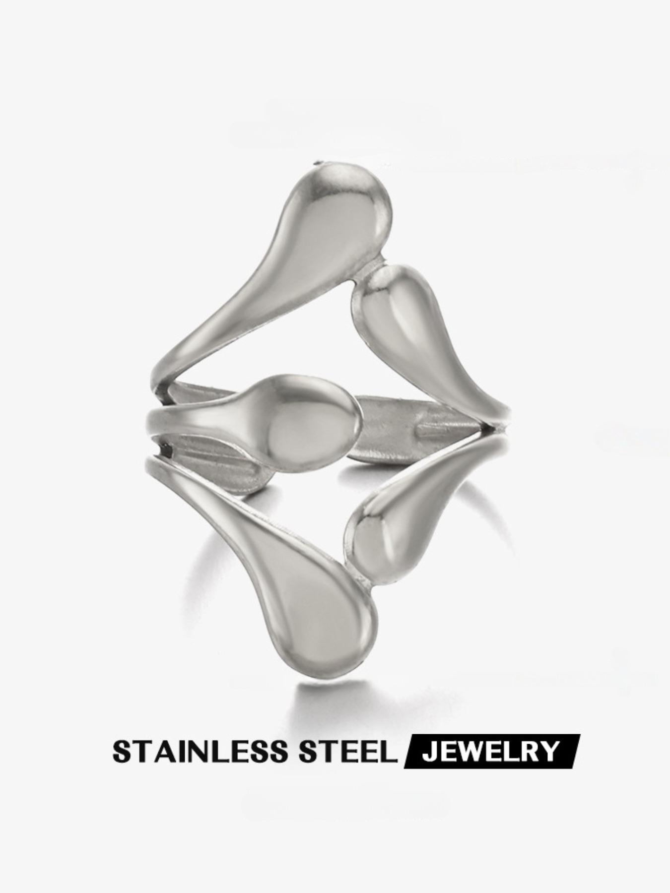Trendy Liquid Metal Open Ring, Elegant Teardrop Design, Waterproof and Fade-Resistant, One Size Fits All, Perfect for Layering, Ideal for Fashionistas